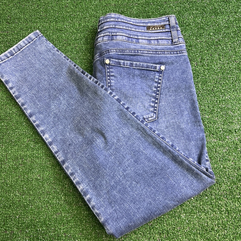 Studio F Button Fly Ultra Slim Skinny Jeans W/ Accessory Blue Womens Size 14 NWT
